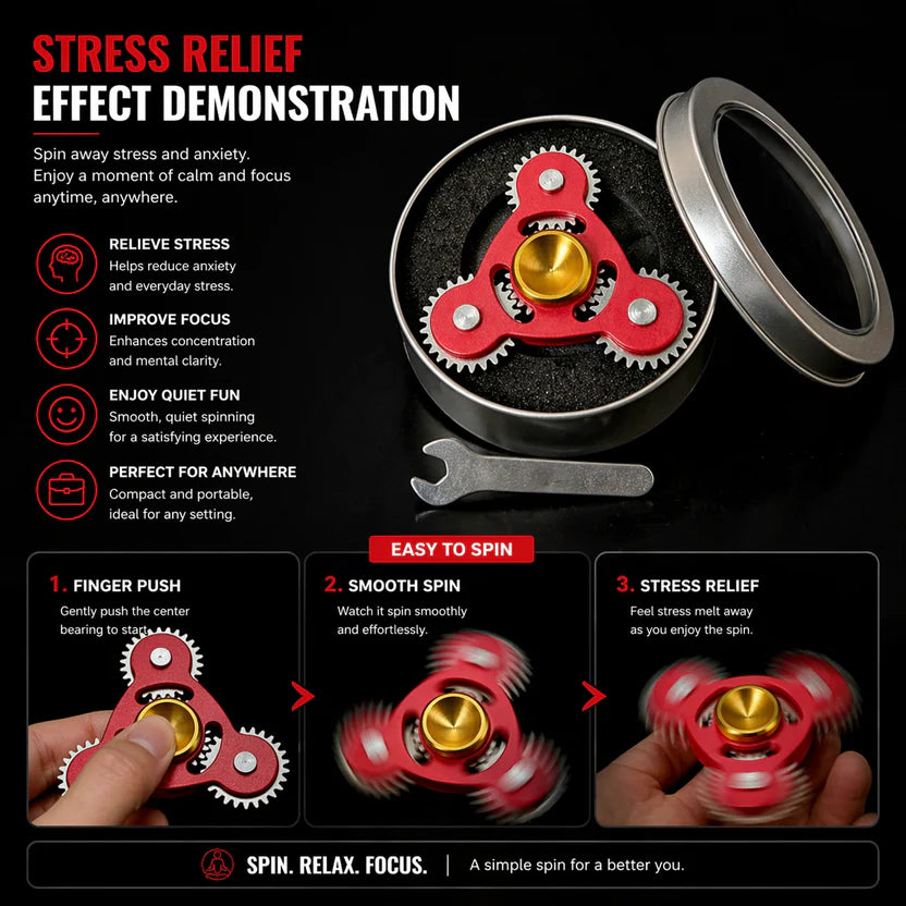 100% Metal EDC Gears Linkage Fidget Spinner